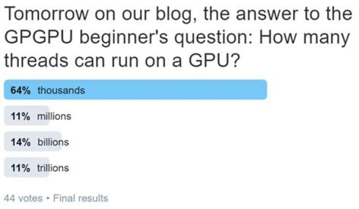 How many threads can run on a GPU