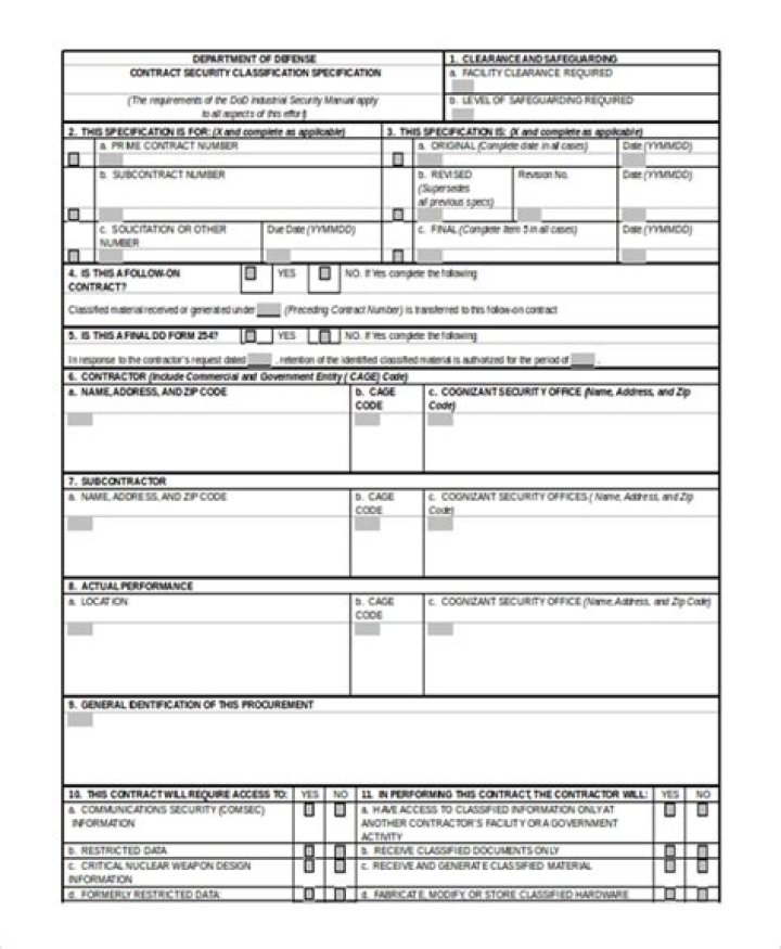 What is a DD Form 254 used for